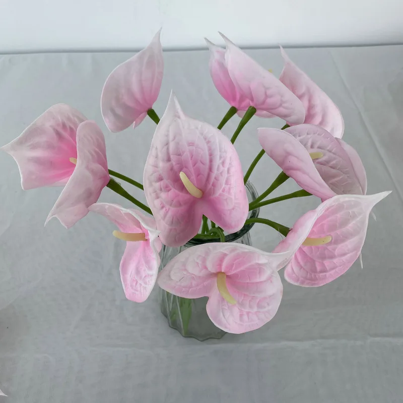 Living Room Decoration Artificial Flower Art Flower Arrangement High Simulation Soft Rubber Anthurium Home Decoration