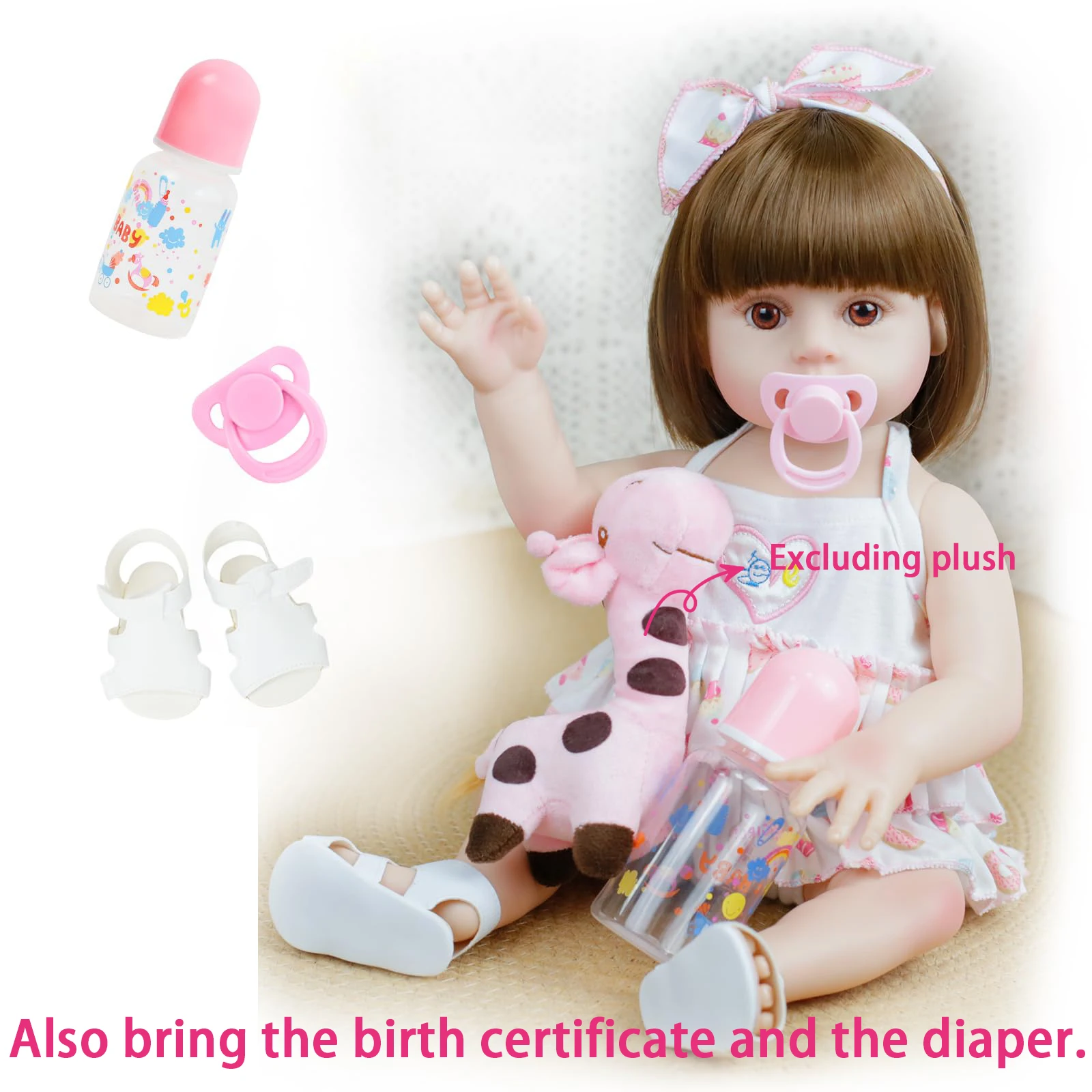 19inch Full Body Soft Silicone Vinyl Water Proof Bath Toy Popular Reborn Toddler Baby Dolls Lifelike Cuddly Doll for Girl Gift