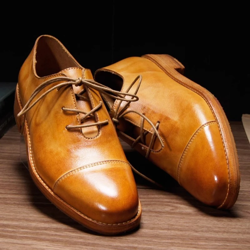 

British Style Vintage Men Dress Shoes Luxury Premium Genuine Leather Casual Business Office Oxford Shoes Male Wedding Shoes