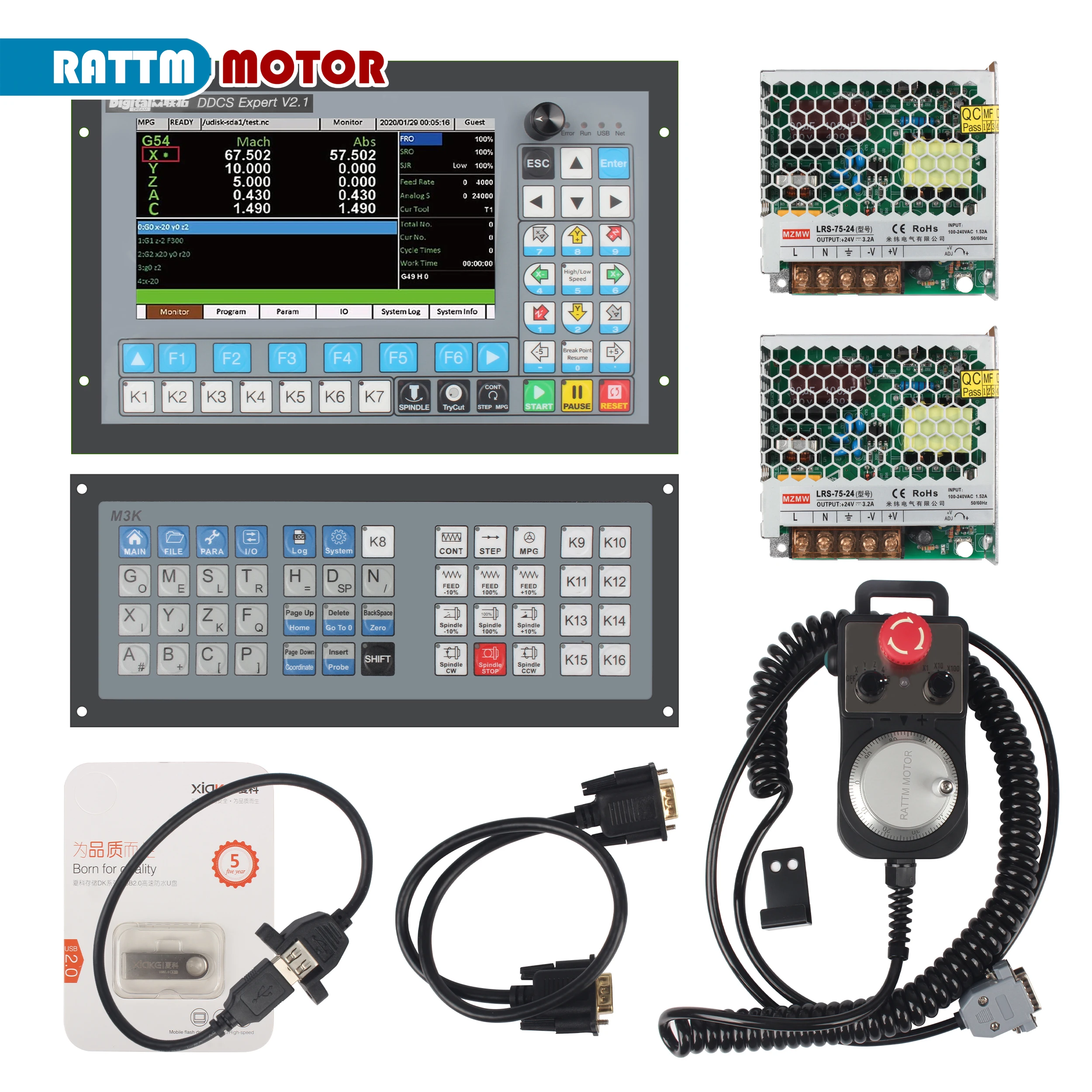 【BR CZ US】4/5 Axis DDCS Expert 2.1 CNC Off-line Motion Controller Kit for Router Engraving Milling Lathe Machine