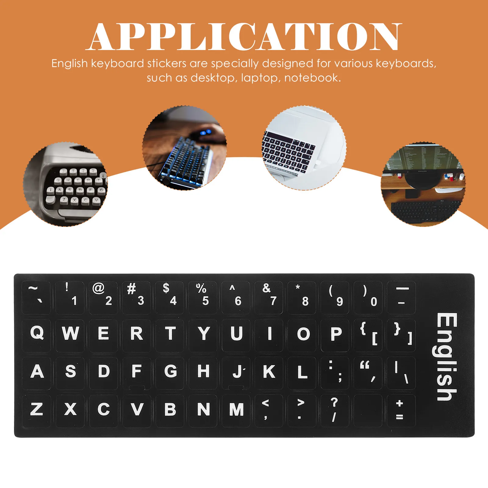 10Sheets Keyboard Protective Film English Keyboard Stickers Replacement Universal Matte Non Slip Lettering Stickers for Desktop