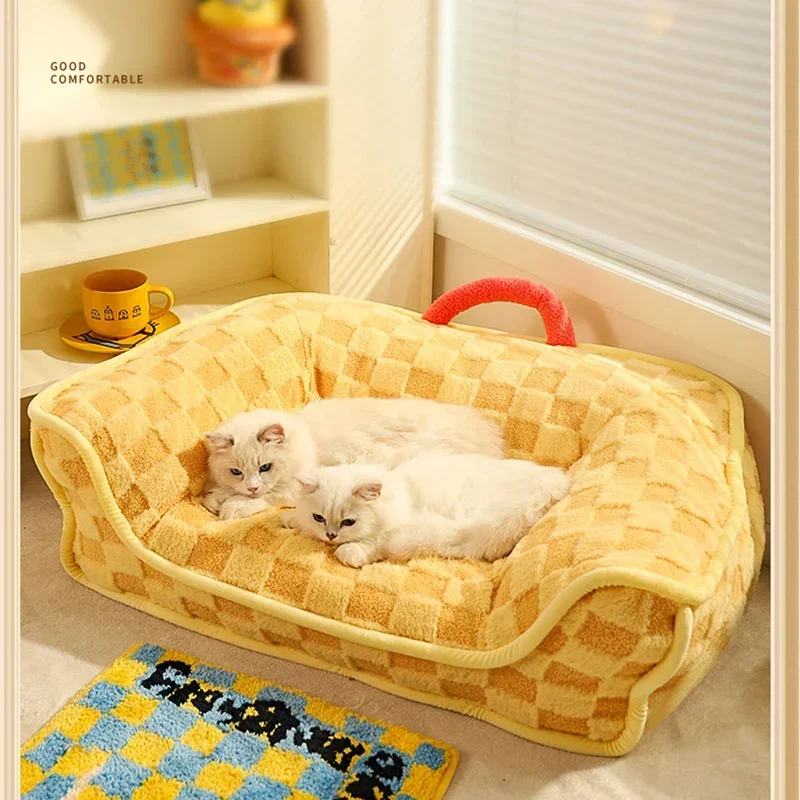 

Cats Sofa Bed for Small Dogs Pets Yellow Cozy Sleeping Pad Cushions Detachable Sofa Cover Kitten Puppy Pet Mats Accessories