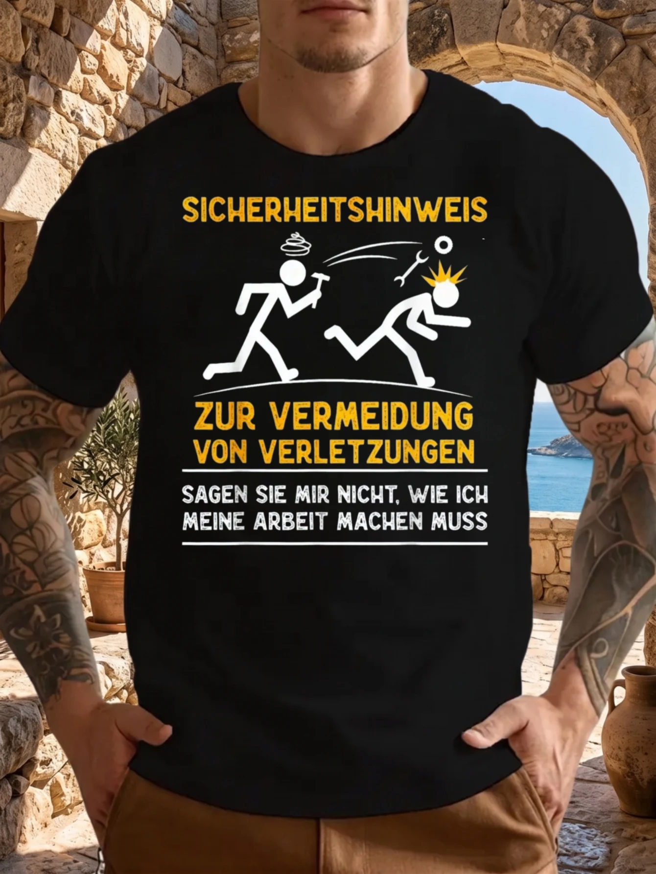 1 Stück 100% Baumwolle Unisex Sicherheitshinweis zur Vermeidung von Verletzungen Sagen Sie mir nicht, wie ich meine Arbeit machen muss O-Ausschnitt Kurzarm T-Shirt mit Aufdruck Übergröße Bequeme