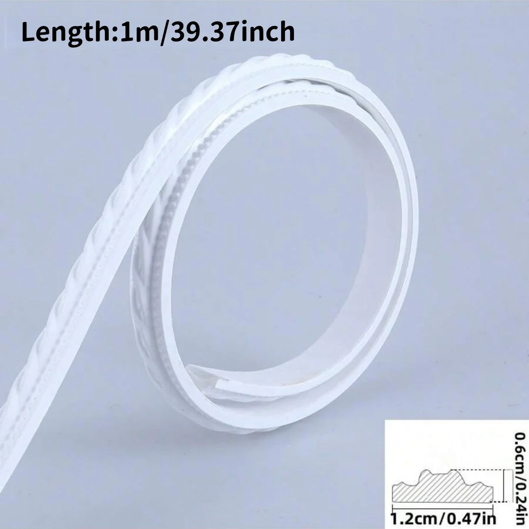 1PC 1m/39.37inch PVC Self-adhesive Line Trim Width Door Windows Ceiling Trim Edge Photo Frame Dressing Mirror Frame Decor Edge S