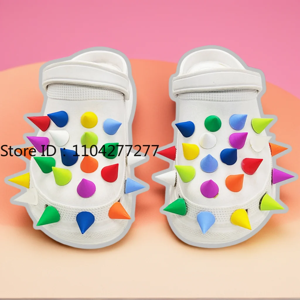 Multi-color Rivets Small Cone Series PVC Shoe Charms Accessories DIY Sandals Buckle Decorations for Kids Party X-mas Gifts