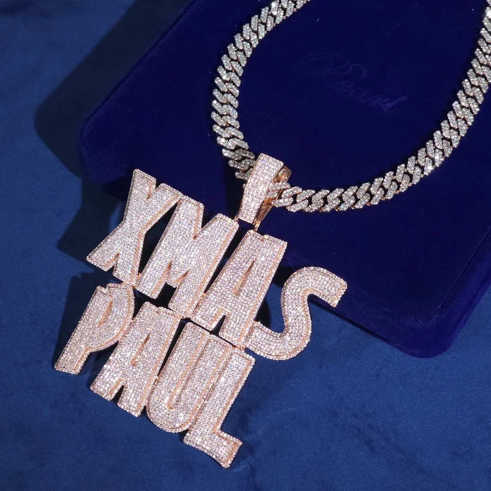 

ICECHARMI Iced Out CZ Custom Choker Personalized Letter/Number Pendant Cubic Zirconia NamePlate Necklace HipHop Jewelry