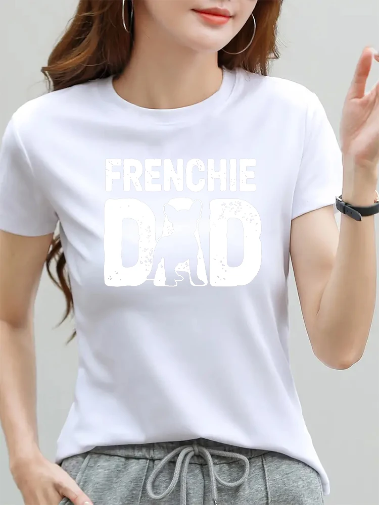 Frenchie Dad Men\'s T-shirt For Dog Lovers French Bulldog Nice Gift Mom T-Shirt T-Shirt Father\'s Day T-shirts Women Graphic Tees