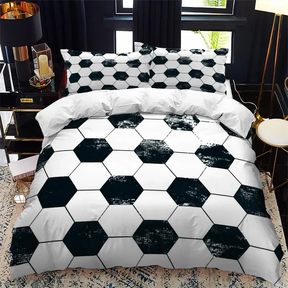 

Soccer Duvet Cover Set 2/3pcs FootBall Print Bedding Set With Comforter Cover And Pillowcases Ball Theme For Kids Teens Adults