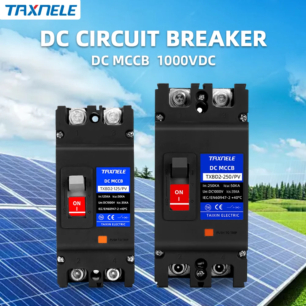 200A 2P DC 1000V Moulded Case Circuit Breaker – Solar Battery Switch, 20kA Breaking Capacity, Flame-Retardant, Weather Resistant -20°C To 60°C