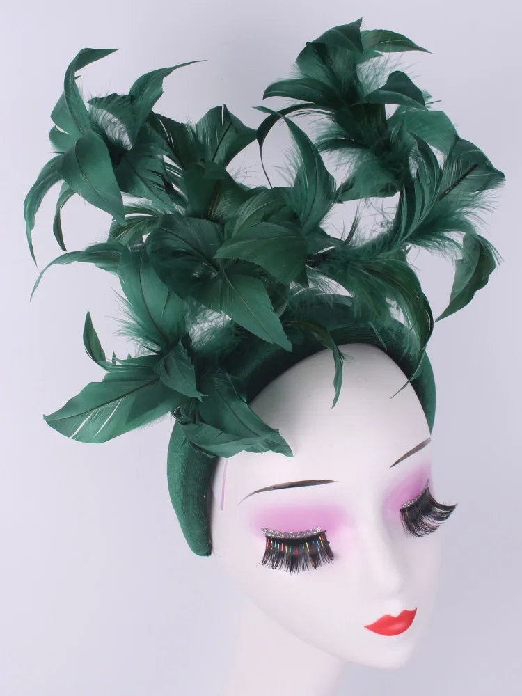 Ladies Royal Ascot Feather Wedding Fascinator Hat Headpieces Women Church Party Pillbox With Headband Bride Party Fascinators