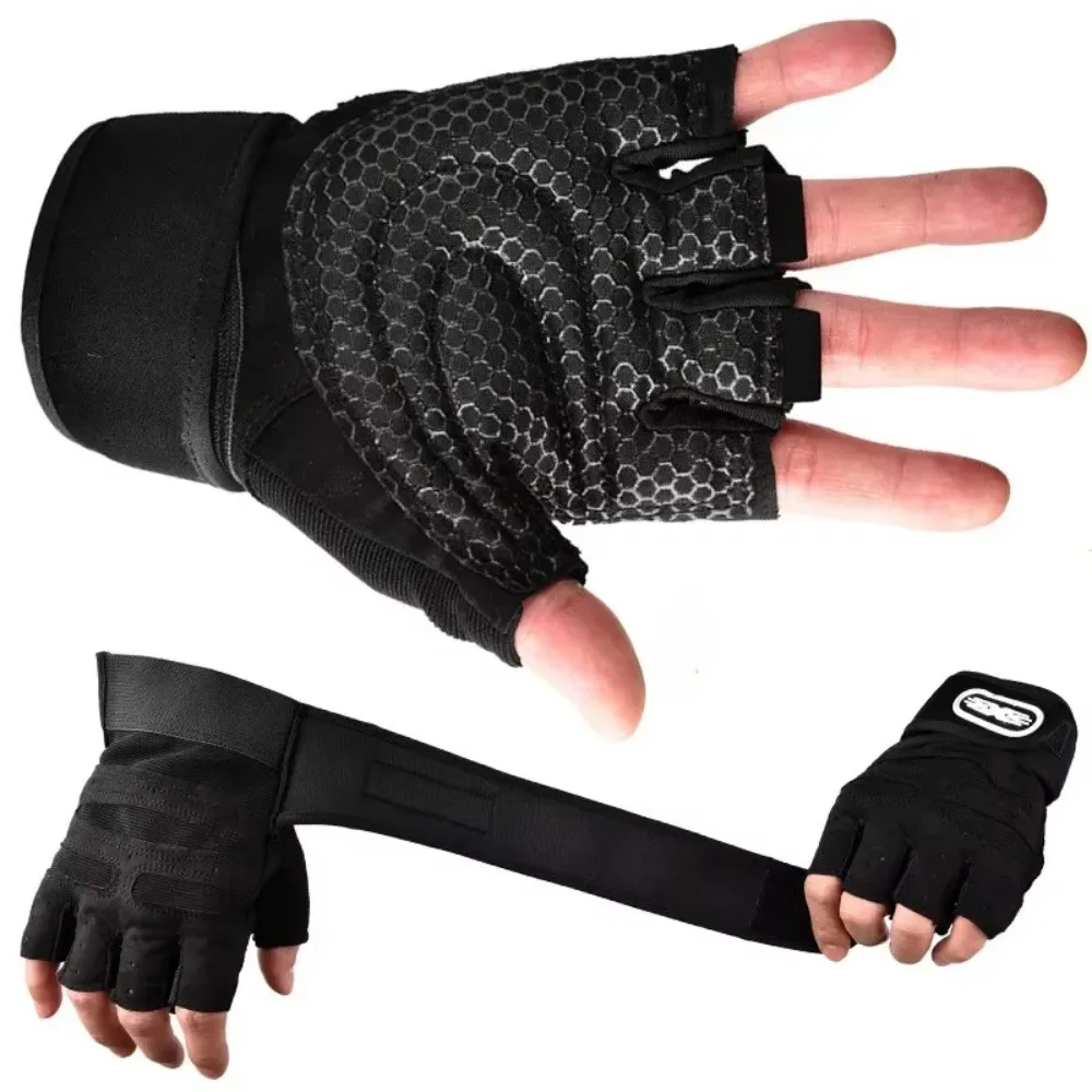 Workout Gloves for Men Women Half Finger Glove with Wrist Wrap for Sport Weight Lifting Training Bicycle Motorcyclist Gym Glove