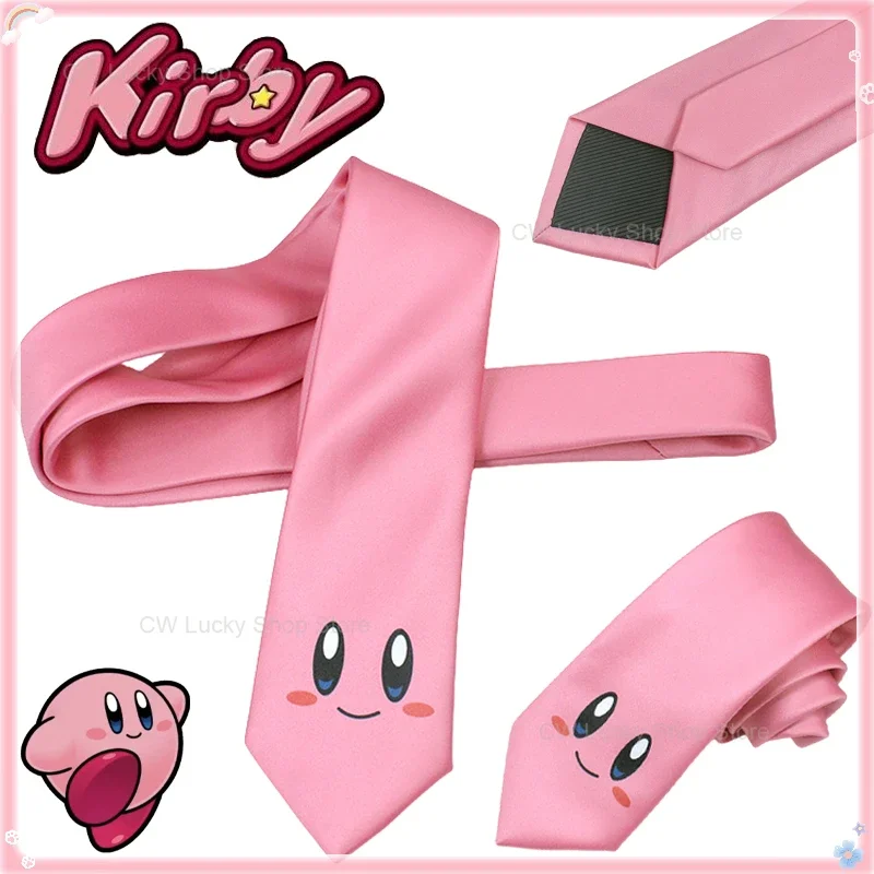 Kirby Cute Anime Tie Fashion JK Uniform Print Ties Women Cartoon Creative Party Cosplay Costume Accessories Shirt Necktie Gifts