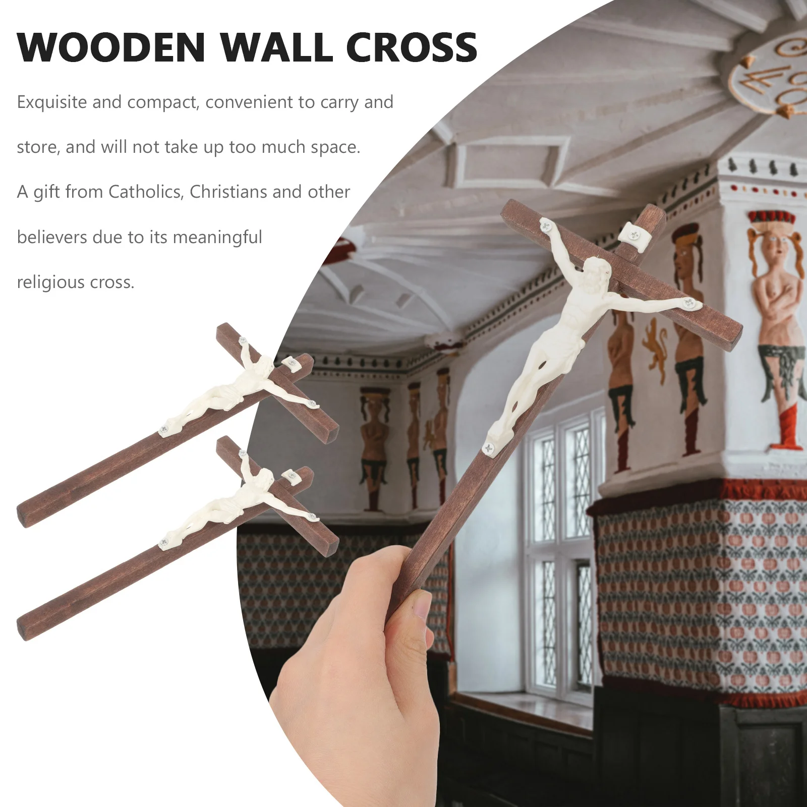 

2Pcs Christian Cross Wooden Craft Exquisite Decorative Hanging Ornament Festival Gift Wall Cross Wooden Craft Desktop Ornaments