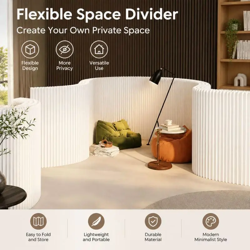 Folding Room Divider Screen Portable Space Saving Privacy Partition for Office Living Room Bedroom Home Decor Easy Assembly