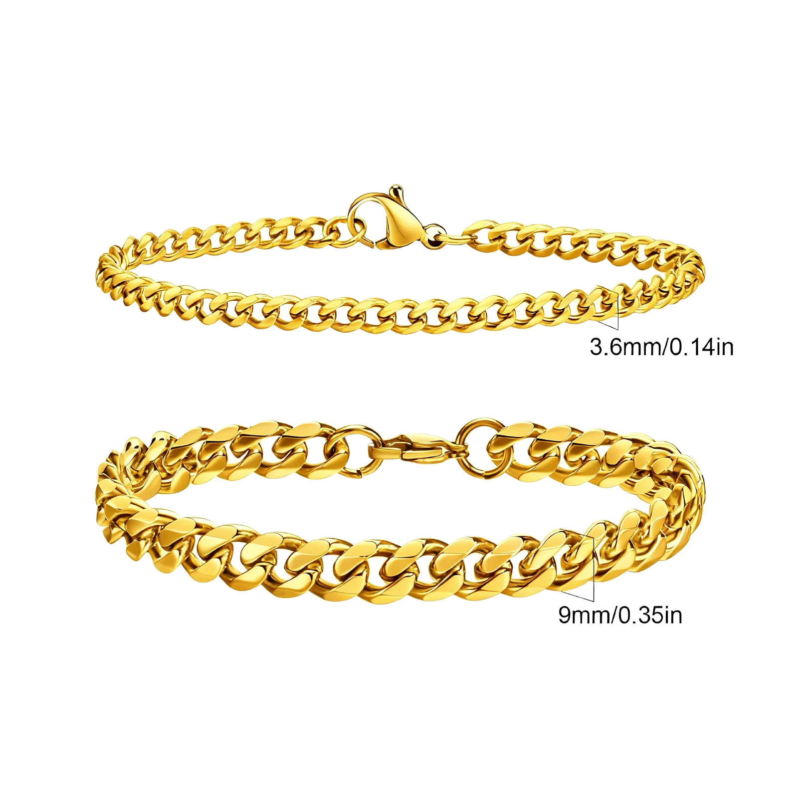 2 stuks heren kettingarmbanden, roestvrij staal zilver goud zwart kleur twist touw ketting polsbandje, trendy Cubaanse schakelkettingen cadeau