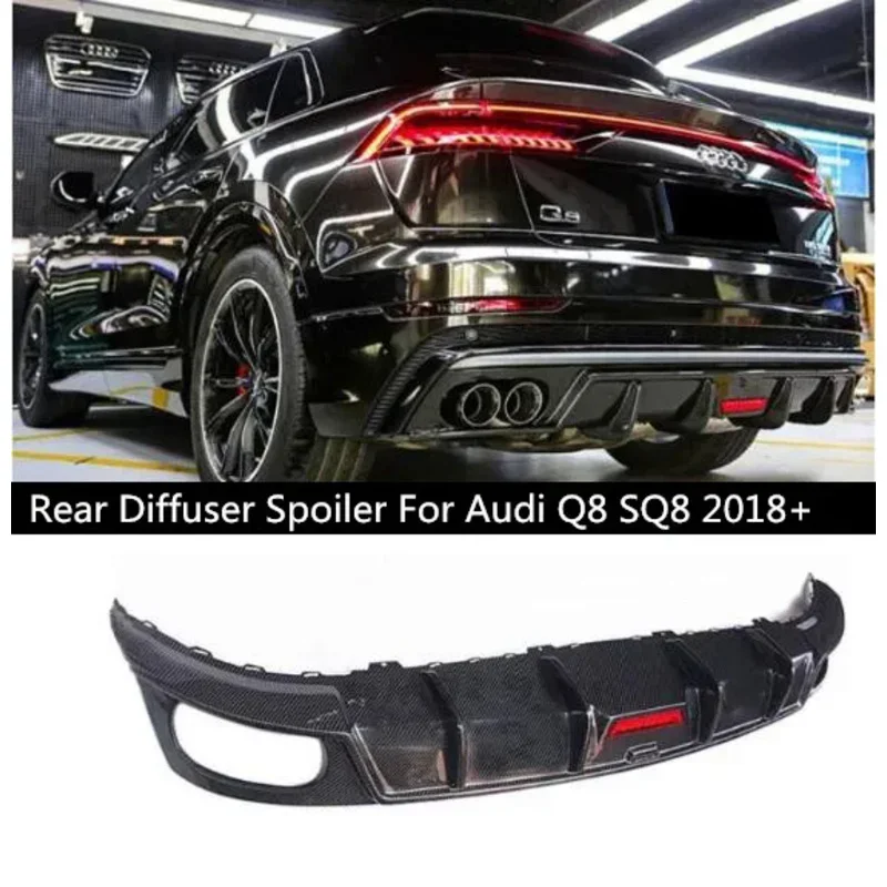 

Real Carbon Fiber Rear Bumper Lip Diffuser Spoiler With Exhaust Tip For Audi Q8 SQ8 2018 2019 2020 2022