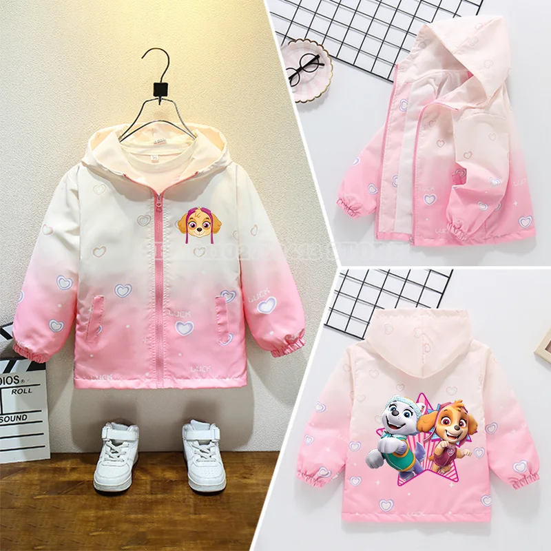 2024 New Paw Patrol Jacket Girls Spring Autumn Fashion Clothes Baby Skye Cute Cartoon Windproof Leisure Coats Birthday Kids Gift