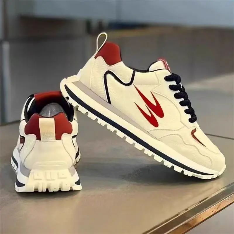 Men's shoes spring trend casual white sports shoes men's models student running anti slip thick soled dad shoes