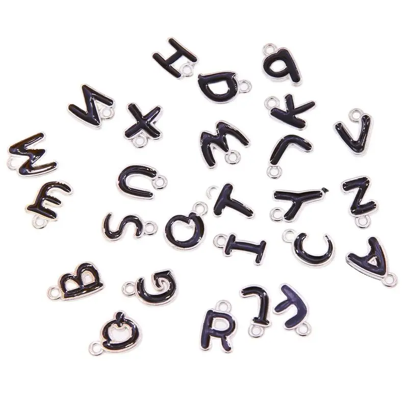 26/10pcs 9*12mm Double Sided Letter Pendant Bulk Enamel Pendant For Jewelry Making Initial Letter Pendant For DIY Accessories