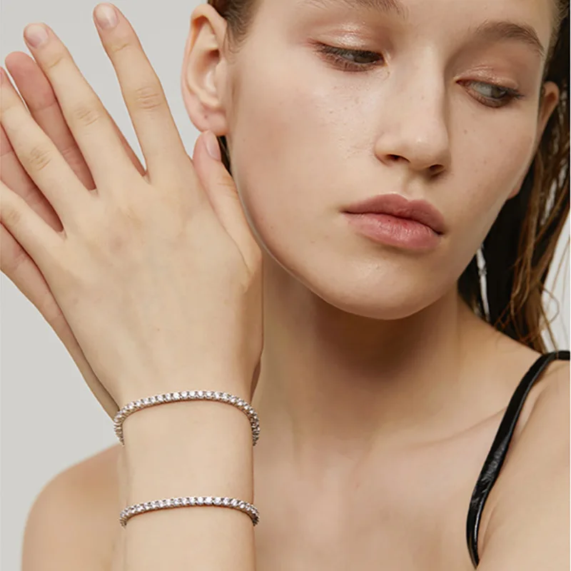 Dazzling Tennis Bracelet For Women Men 4/5mm Shiny Zircon Iced Out Chain Crystal Couple Men's Women's Bracelet Wholesale Jewelry
