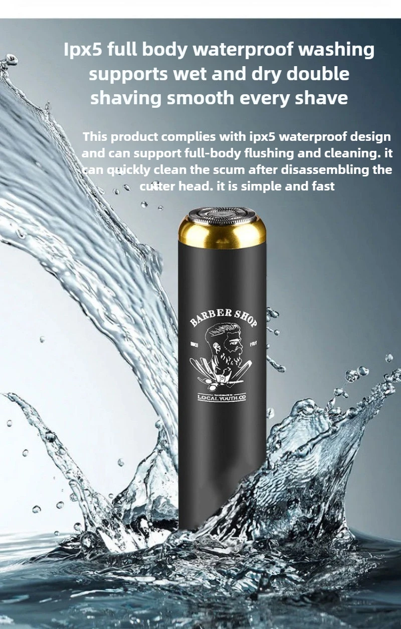Men's Electric Razor Full Body Wash Mini Travel New Portable Razor ABS Zinc Alloy Material Dry Wet Double Shaved Floating