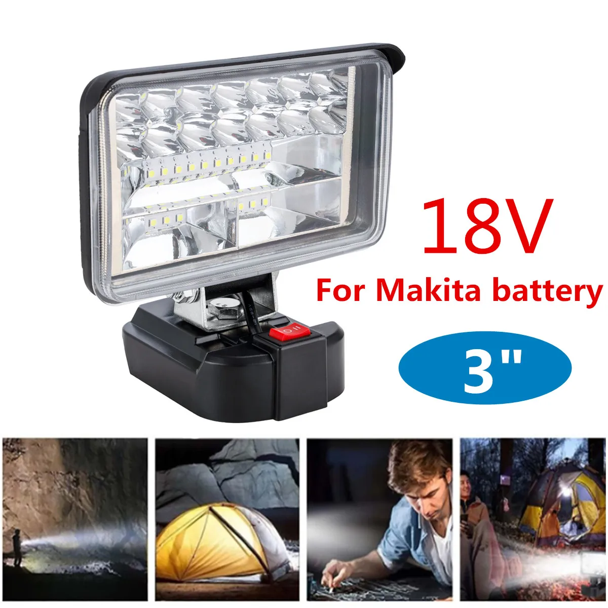 

LED Work Light Flashlight For Makita 18V Battery Flood Lighting Electric Torch Spot Lights For Car Truck Camping Emergency