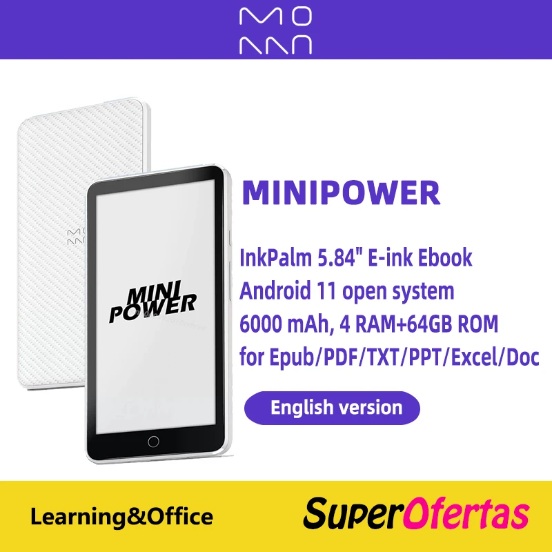 Moaan Minipower E-Book Reader InkPalm 5,84" E-Ink-Bildschirm E-Reader-Tablet 4+64 GB Android 11,6000 mAh für ePub/PDF/DOC/PPT-Lesung