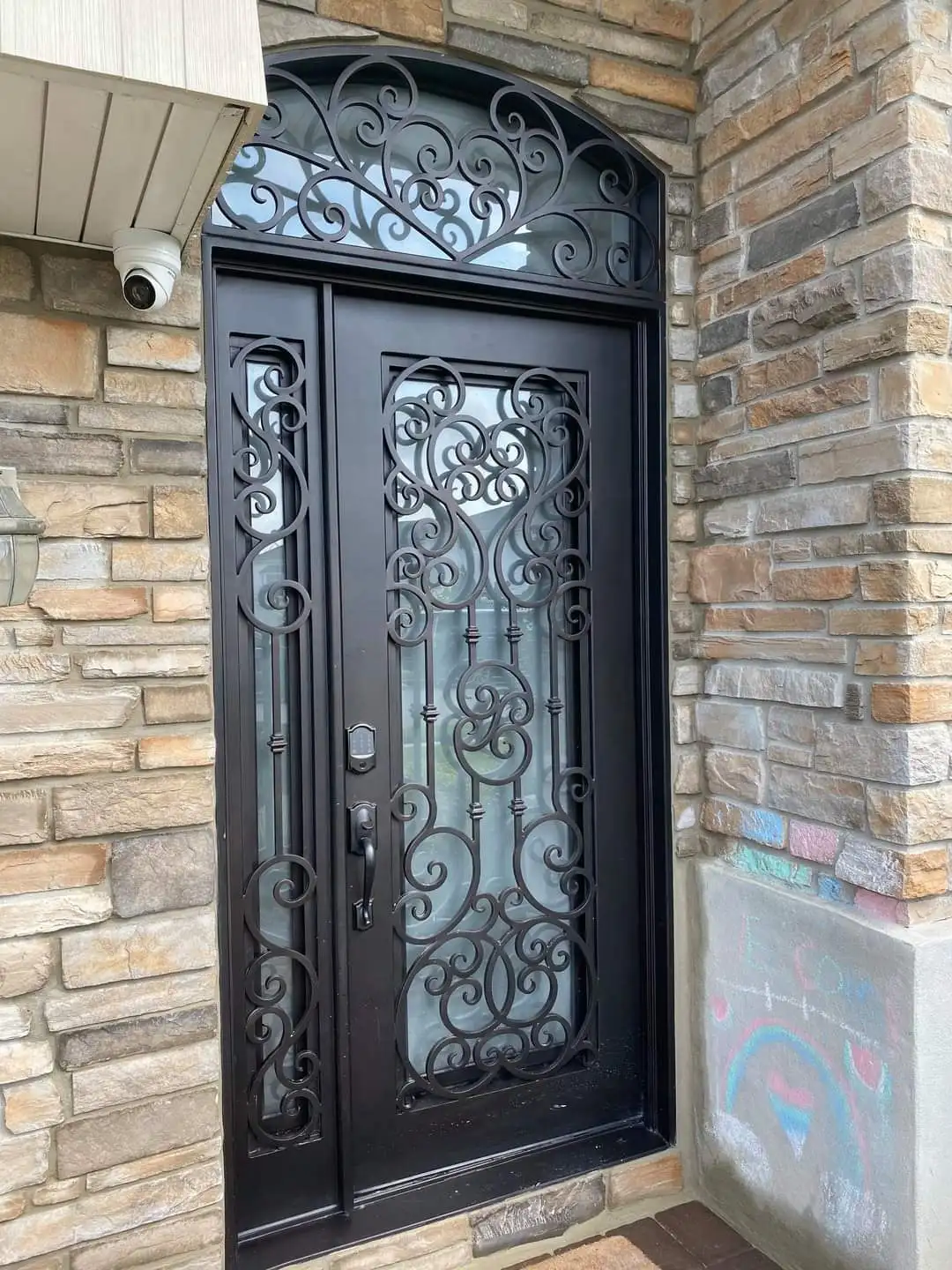 Hot Selling Factory Wholesale Iron Front Door Design Iron Single Door Design With Sidelights Wrought Iron Door