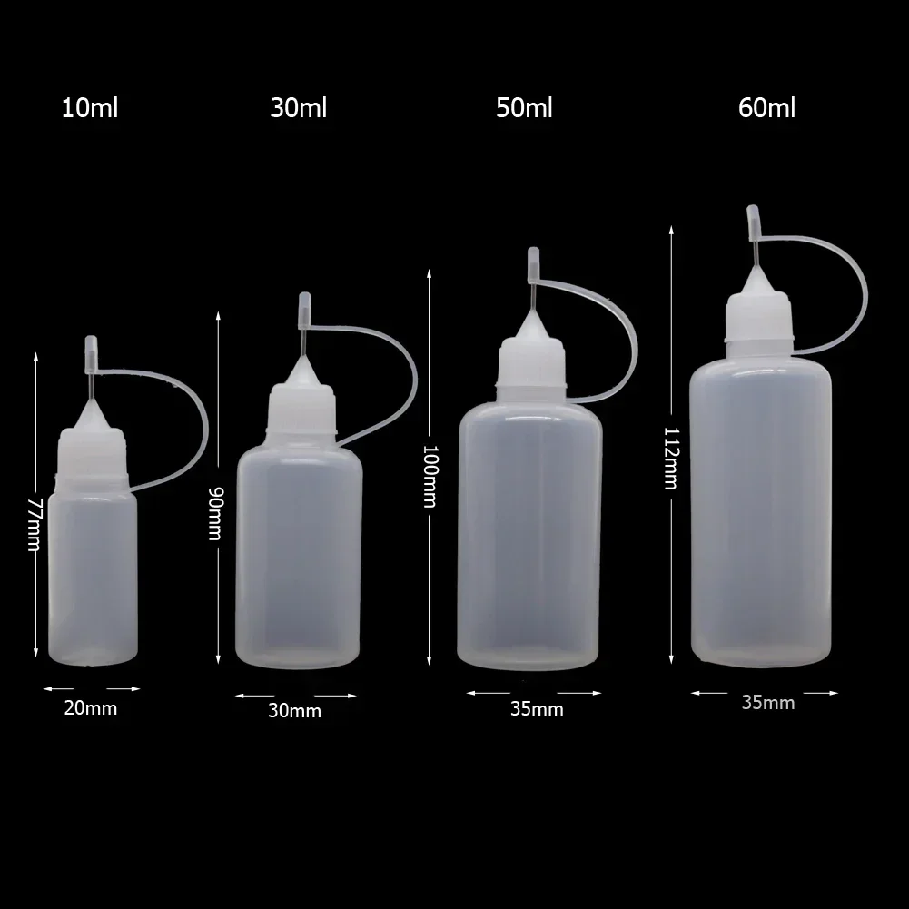 5pcs x 3ml-120ml Dropper Bottles Needle Tip Empty LDPE Squeeze Dropper Juice Eye E Liquid Containers + Mini Funnel