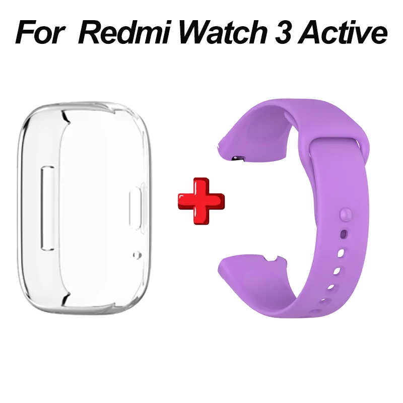 حافظة وحزام شفاف من البولي يورثين الحراري ، 2 في 1 ، حافظة واقية من السيليكون الناعم ، ممتص صدمات بحزام متوافق مع ساعة Redmi 3 Active #4