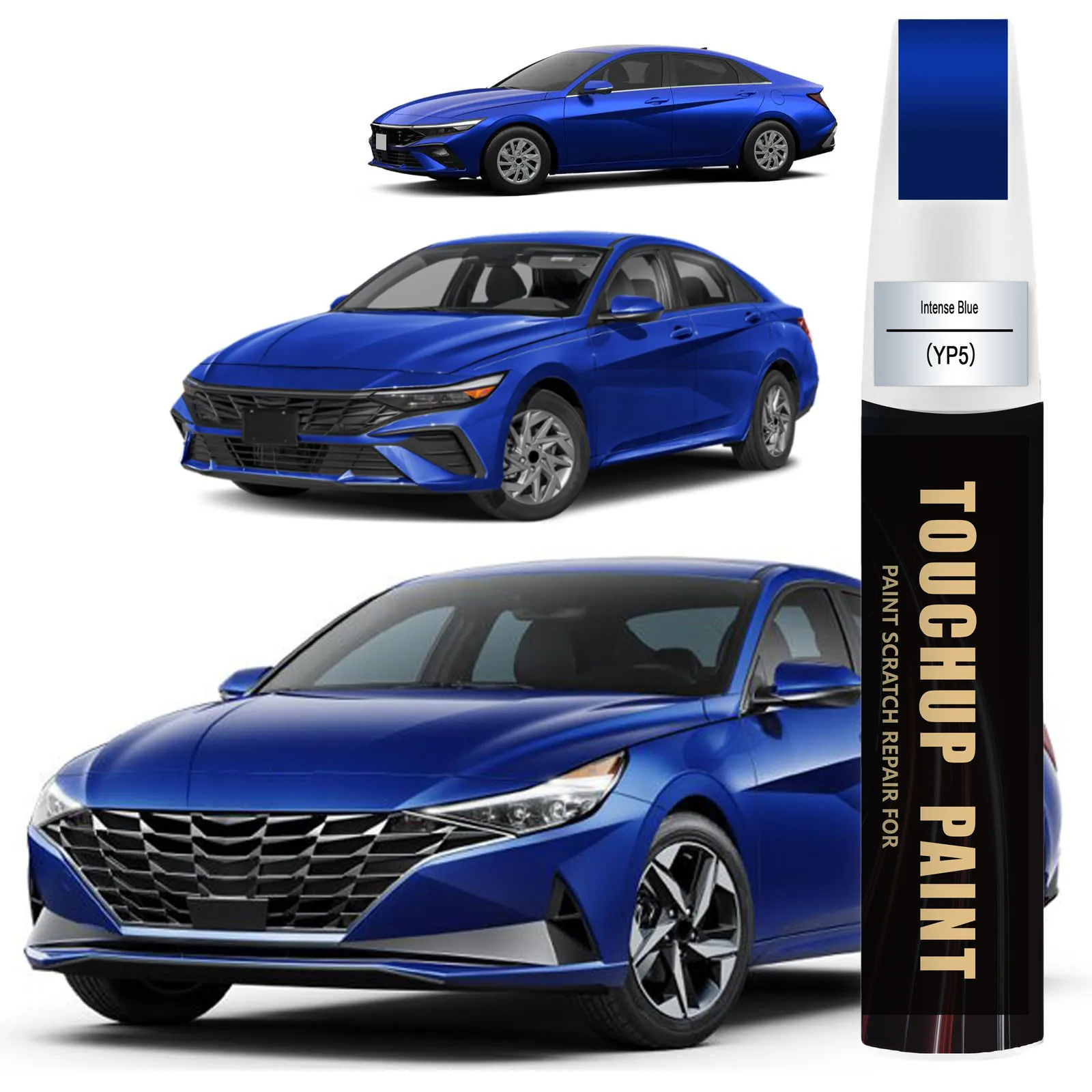 Car Touch up Paint(YP5 Intense Blue) Compatible with Hyundai, Car Paint Pen Scratch Repair Two-In-One Touch Up Paint