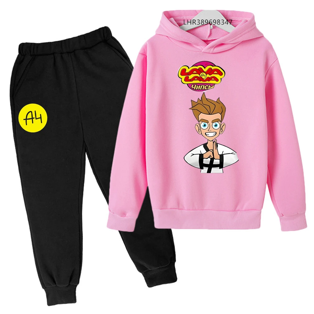 Children Clothing Suitable age 3-12 Boys Girls Autumn Winter coat Children Hoodie+Pants set black Cartoon Sweatshirt Merch A4