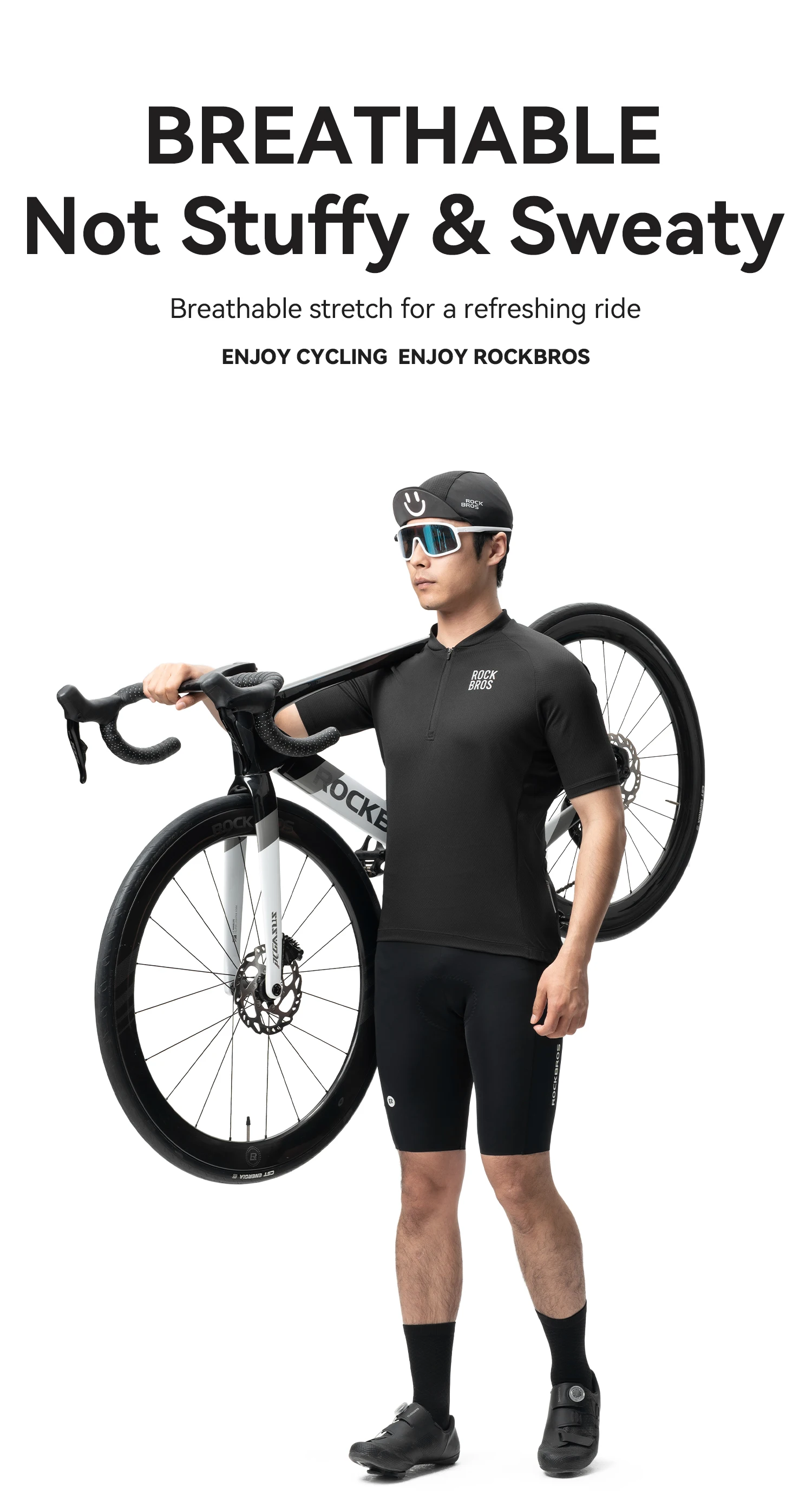 ROCKBROS Fahrradtrikot Atmungsaktive MTB-Fahrradbekleidung Herren-Oberteile Kurzarm Sommer Radfahrerbekleidung Leichte Fahrradkleidung – Detail 1