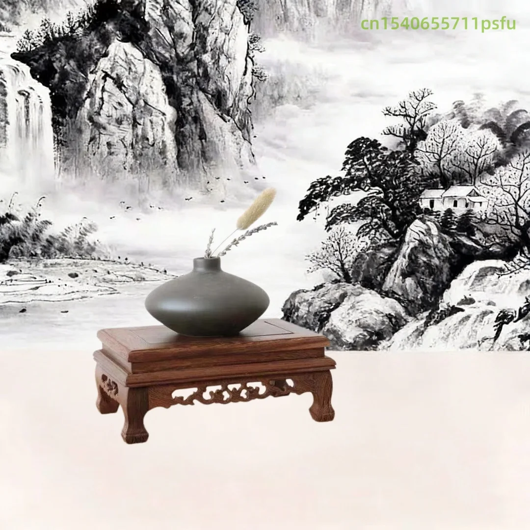 Wooden Miniature Table Furniture Coffee Tea Sets Pedestal Figurines Vase Flower Pot Sorting Display Stand Standing Flower Base