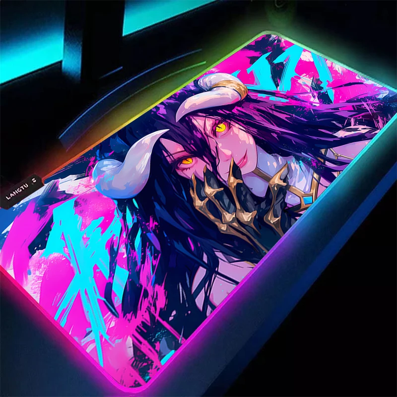 

Mouse Pad Kawaii Gaming Accessories RGB Notbook Computer Speed Mini LED PC Gamer Keyboard Pad Overlord Albedo Desk Mat Mousepad
