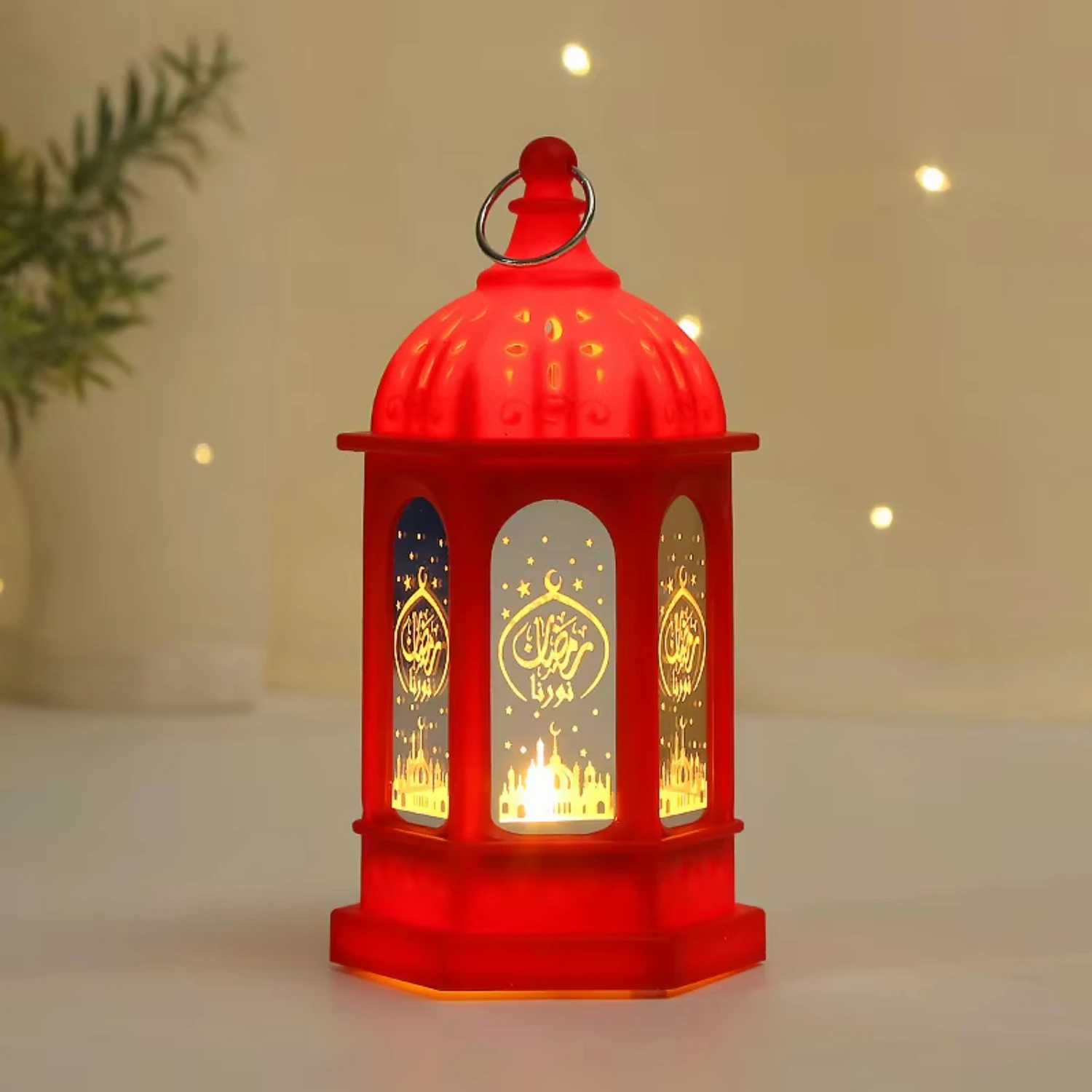 Bougeoir en plastique à lumière LED de style marocain, lampe à vent décorative, festival du Ramadan, nouveauté