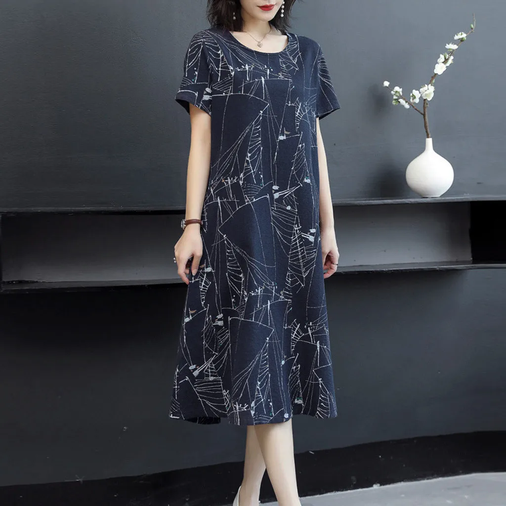 New Fashion Summer Women For women Plus Size Dress Casual Vintage Elegant Floral Dresses Woman Clothes