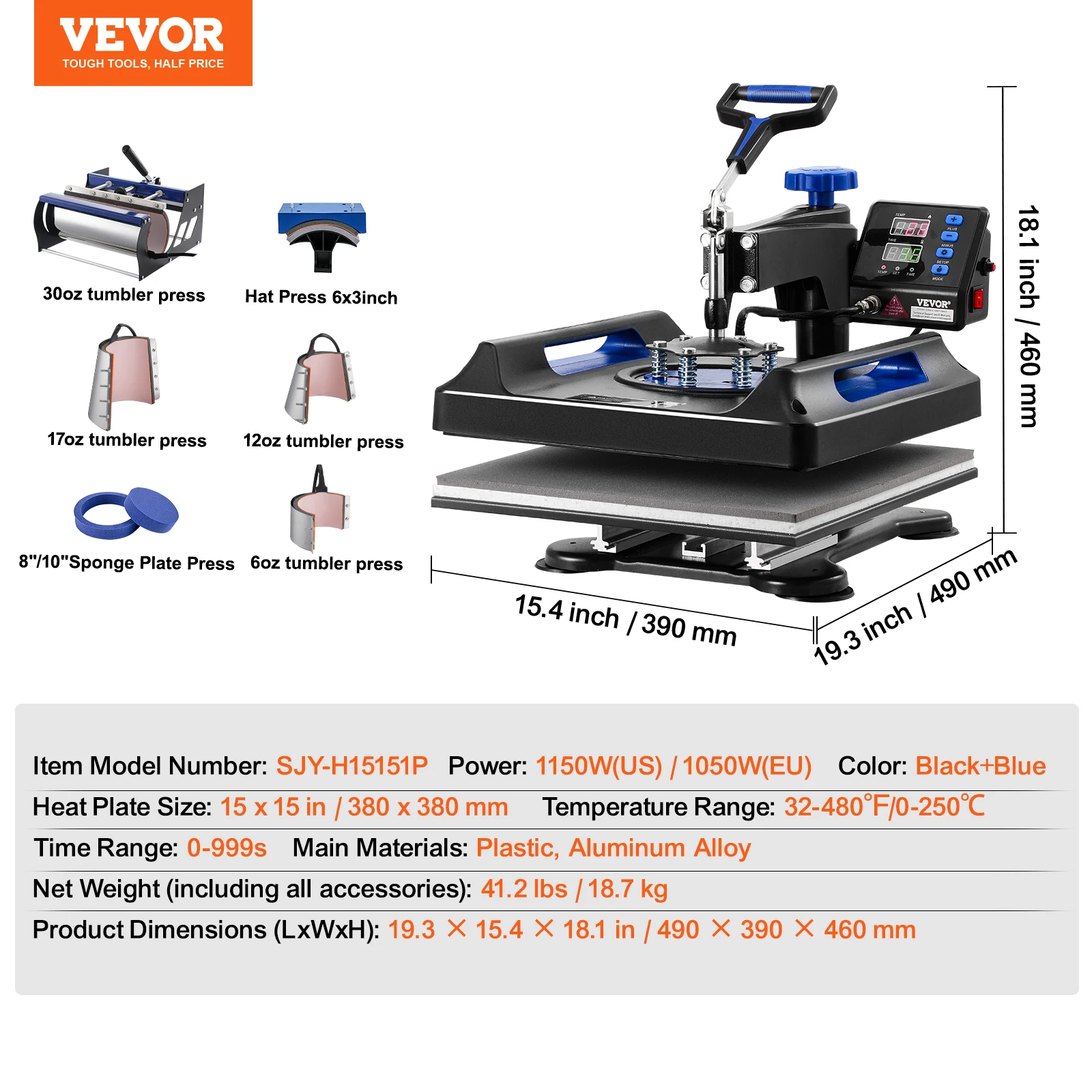 SucceBuy Heat Press Machine Wärmeübertragungsmaschine 30oz Tumbler Press 360 °   Swing Away Digital T-Shirt drückt Teflon-Beschichtung 6