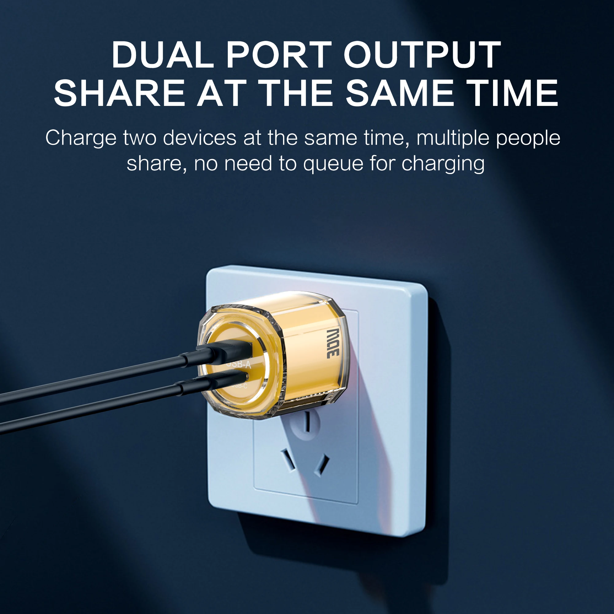 Ulepszone ładowanie USB+Type-C, szybkie ładowanie, wysokiej jakości, modne, kolorowe, półprzezroczyste ładowarki do telefonów, wtyczka EU/US/UK, akcesoria do smartfonów.