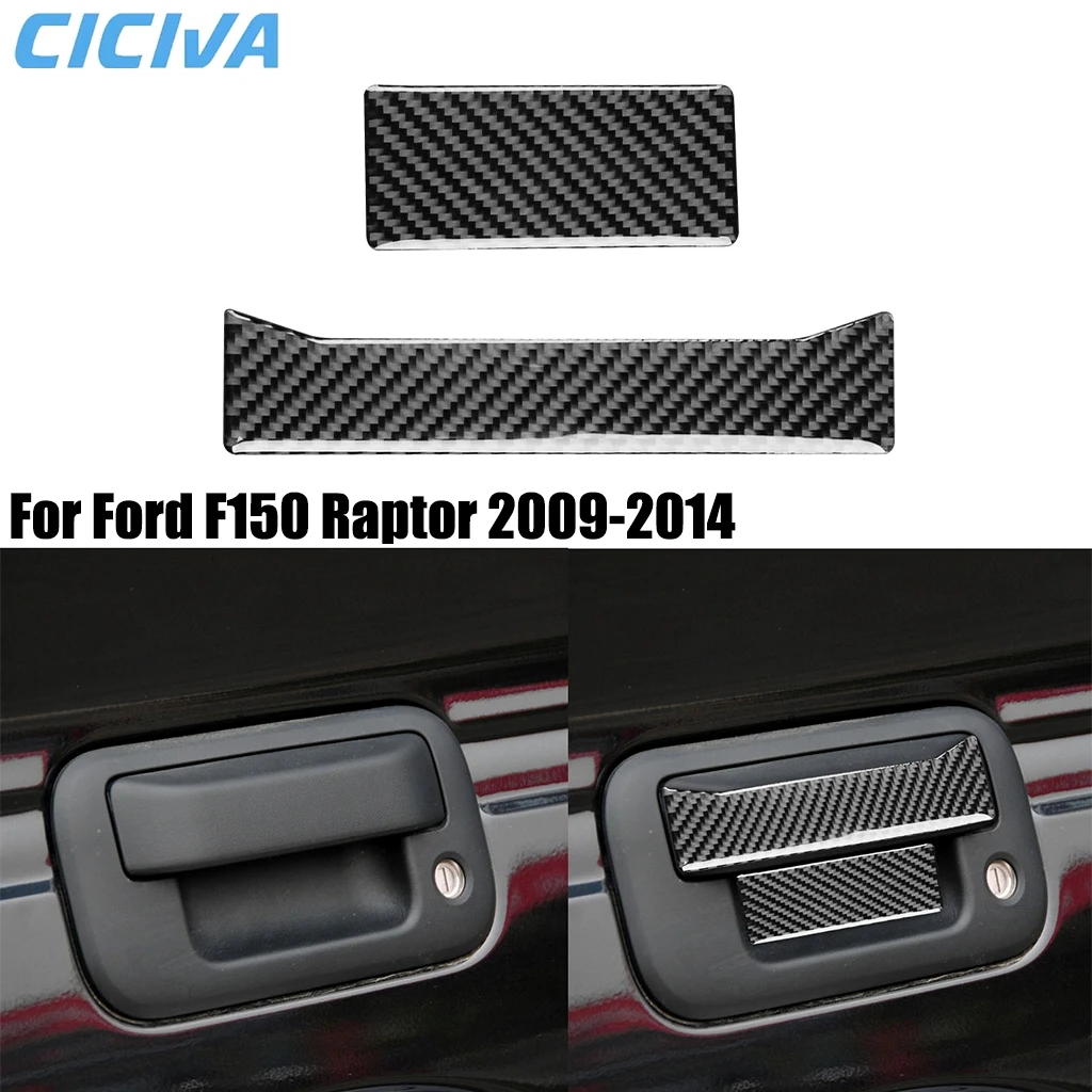 

For Ford F150 Raptor 2009-2014 Carbon Fiber Interior Trunk Puller Door Handle Cover Trim Decorative Stickers Car Accessories