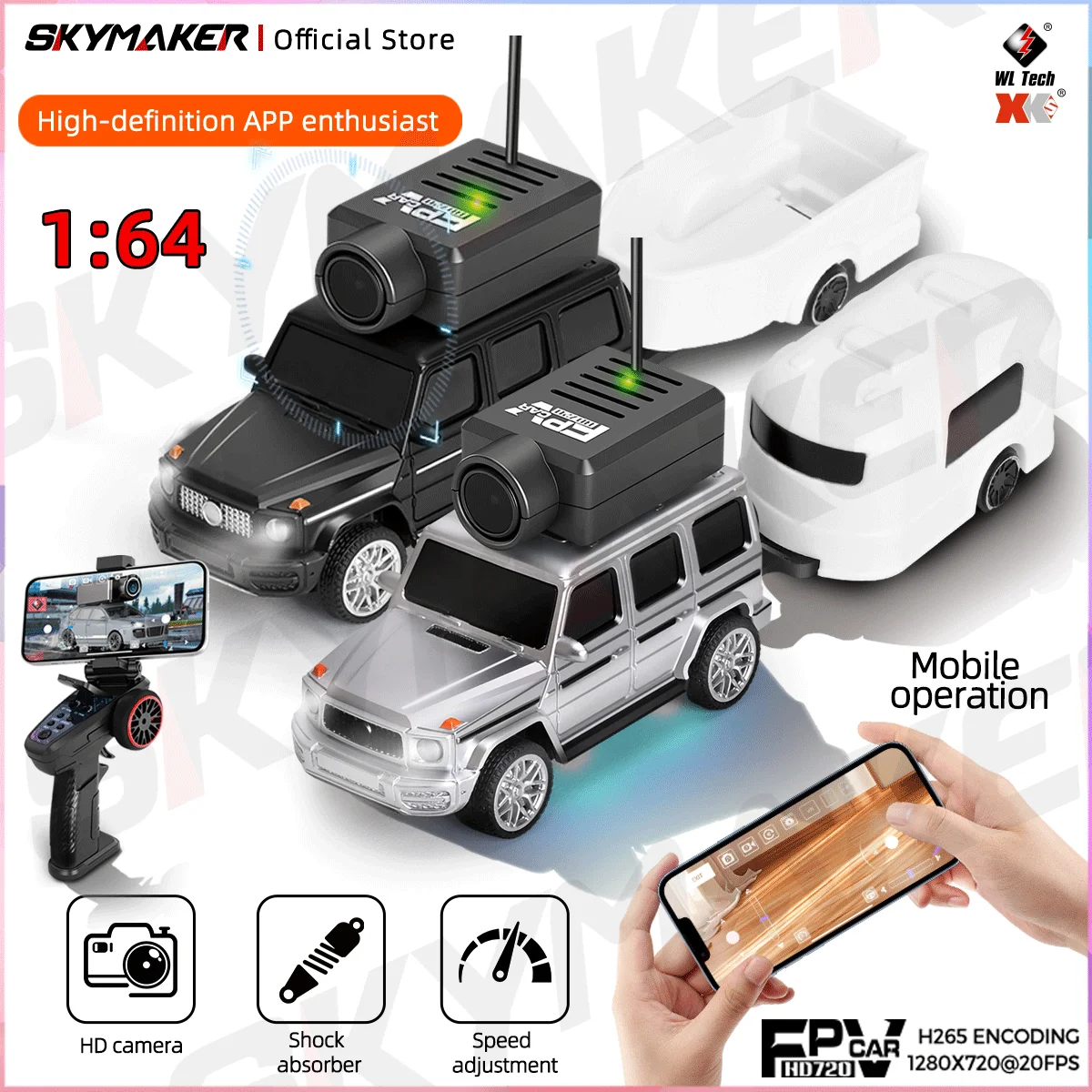 

WLtoys 1/64 RC Мини-автомобиль с камерой WIFI 6406-C 6406 720P FPV 2,4 ГГц Светодиодные окружающие огни Мини RC Автомобиль Игрушки для детей Подарок для взрослых