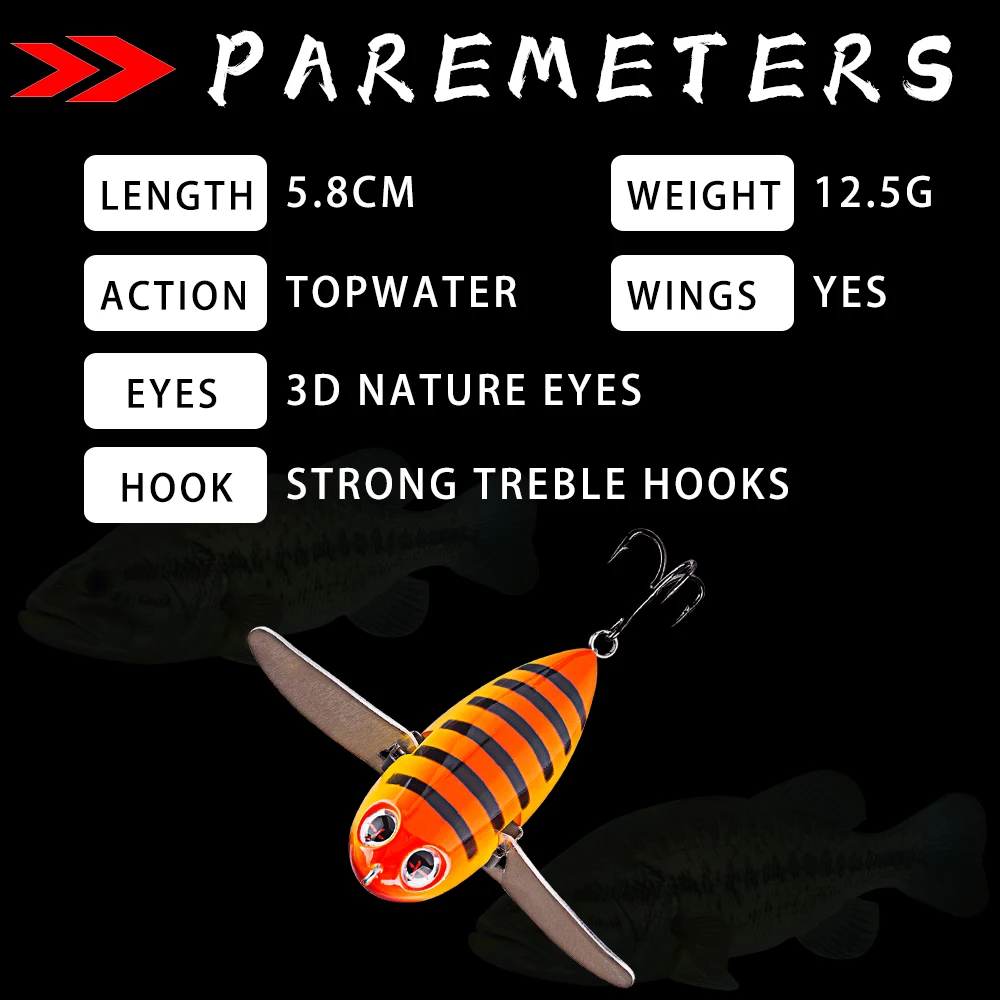 Dr.Holife 1PCS Topwater Bait 5.8CM 12.5G Artificial Hard Bait Plastic Bee Insect Fishing Lure Topwater Lures Popper Wobbler