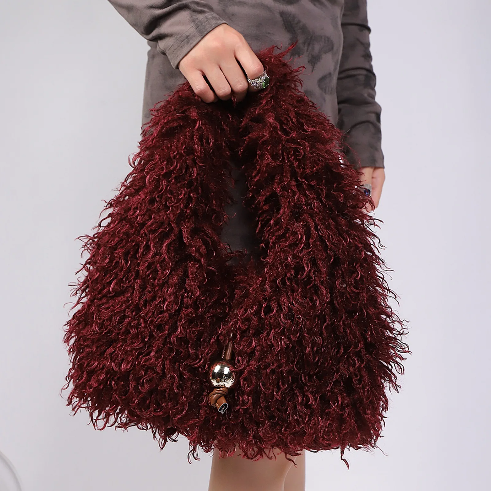 Cross-border Autumn and Winter Plush Bag Women's 2026 New Trendy Fashion Shoulder Bag Large Capacity Popular Hand Bag