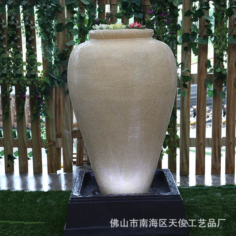 HYS European Sandstone Waterscape Fountain Hotel Real Estate Home Crafts Indoor Humidifier Water Jar Opening Gift