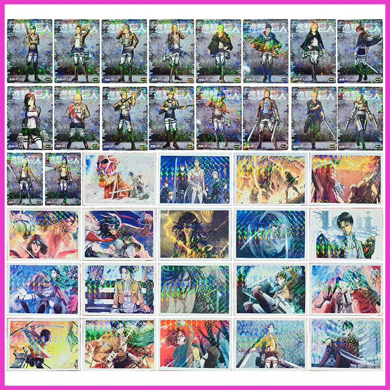 

Anime Attack on Titan Rare SP QR MR SSR Collectible Card Levi Erwin Jean Mikasa Armin Sasha Hange Toys for boys Birthday Present