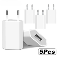1-5Pcs Universal 5V 1A EU Plug Charger Single USB Port Fast Charging Wall Adapter Portable USB Quick Charge Travel Charge Head