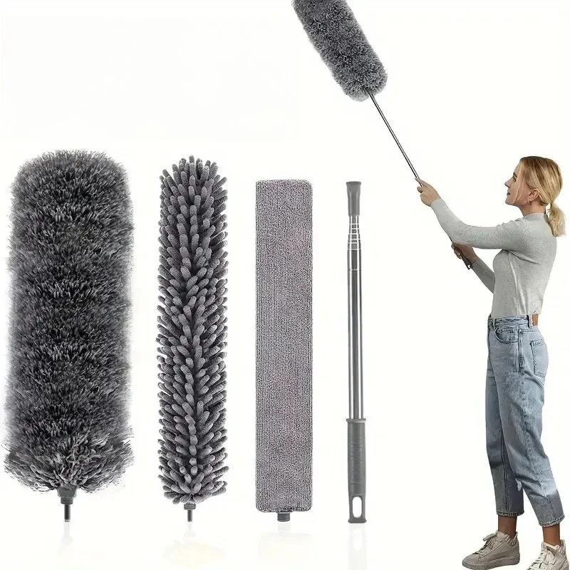 

Electrostatic Dust Duster Retractable Long Pole Chenille Lightweight Household Fan Window Sill Cleaning Household Cleaning Tool