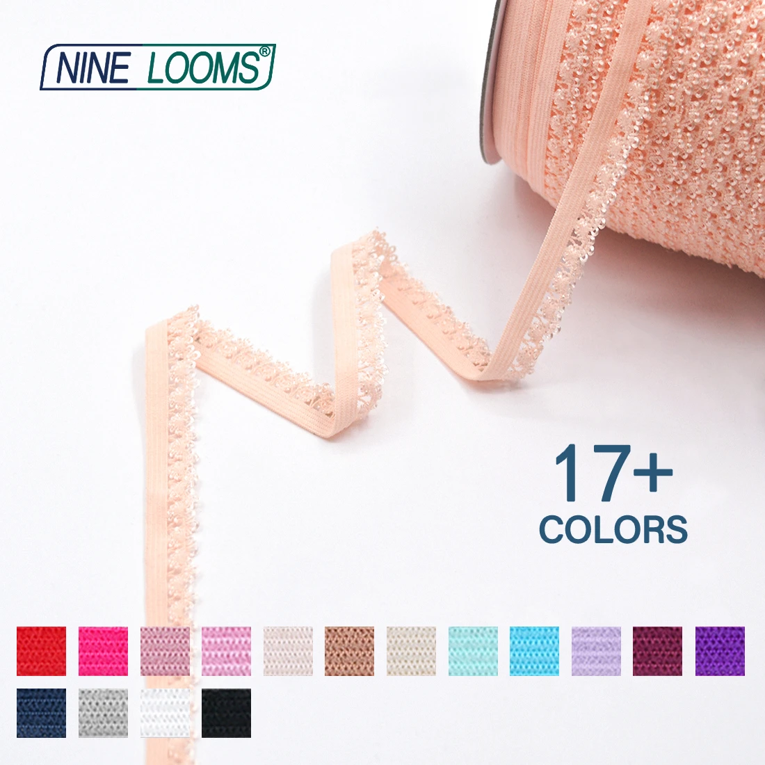 NINE LOOMS Crown Picot Loop Lace Trim Elastics 1/2\