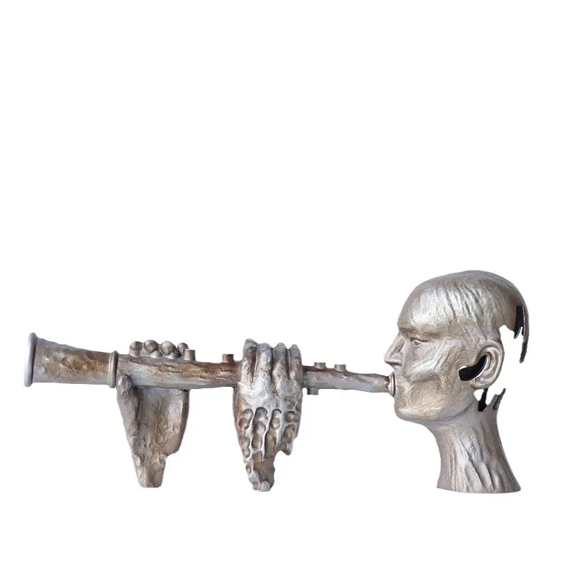 Nordic creative flute playing figure sculpture metal ornament