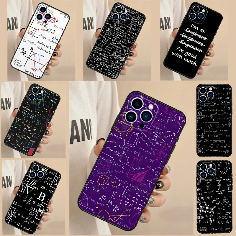 Natuurkunde Wetenschap Wiskunde Formule Telefoon Case Voor iPhone 13 16 15 11 12 14 Pro Max 13 12 mini XR 15 16 Plus 16e Cover Funda